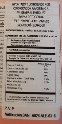 EL DORADO -Pasta de Lentejas Ref. Coditos x 250 gr