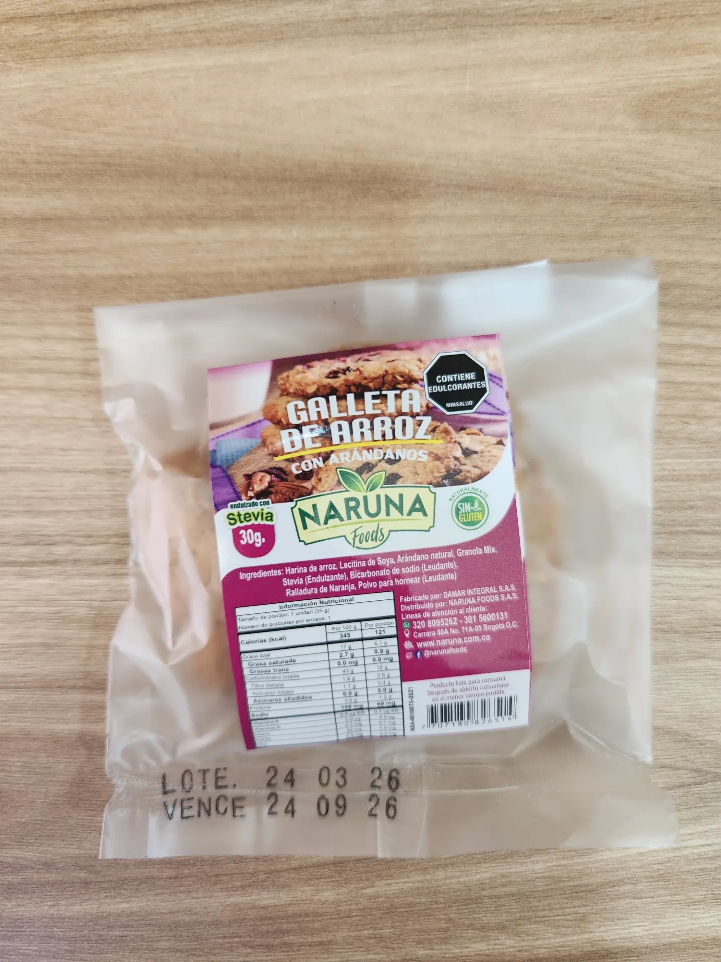 [NARUNA-06] Galleta de Arroz con Arándanos Naruna x 30 Gr