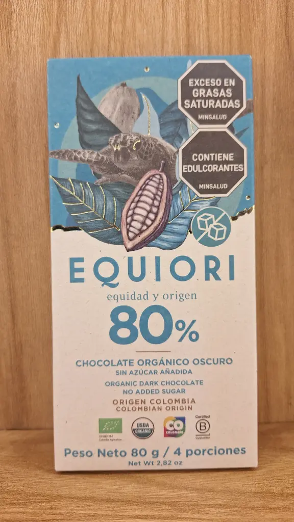 [EQUIORI-10] Barra de Chocolate Sin Azucar 80% x 80g