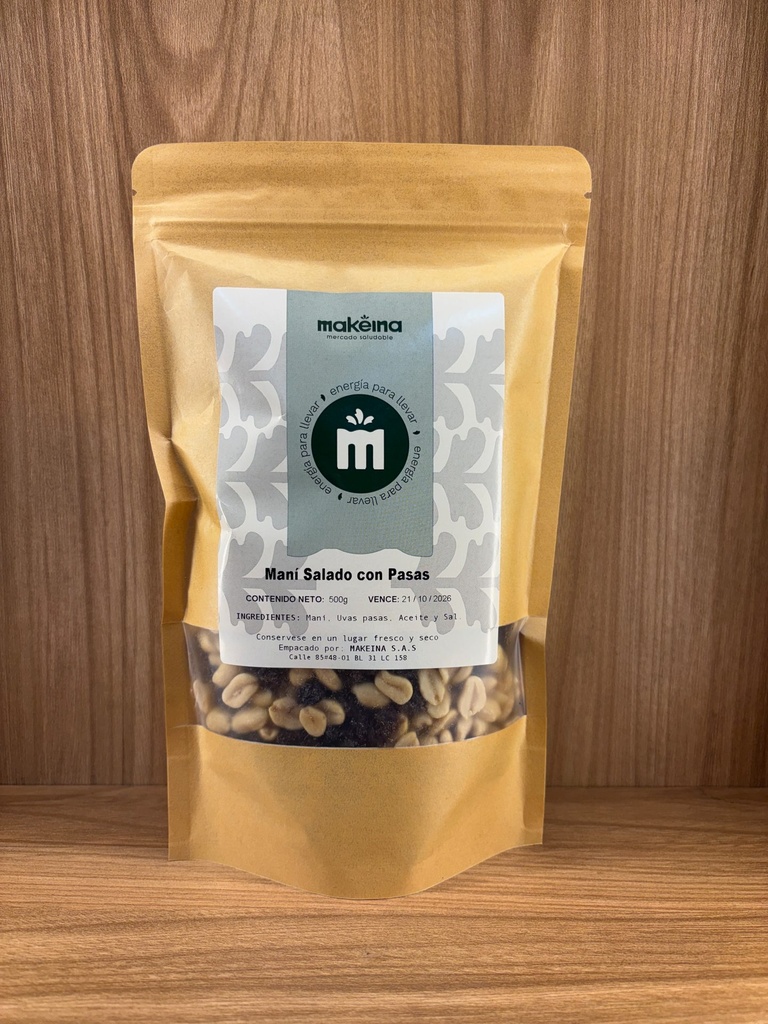 [PT-GRA-013-250] Maní Salado con Pasas (250g)