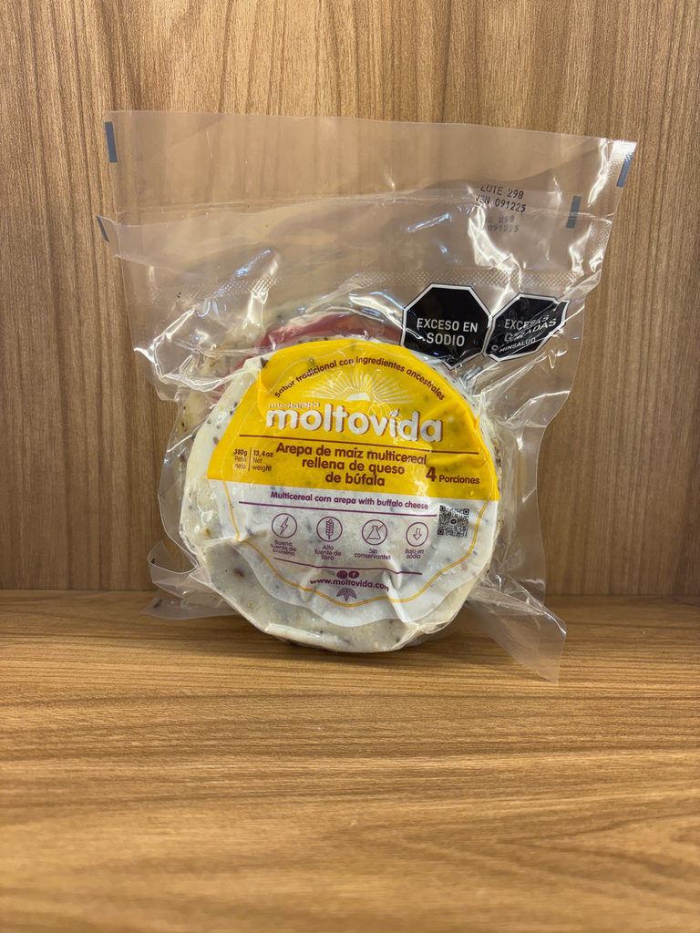 [MOLTOVIDA-2] Arepa Multiceral Rellena con Queso de Búfala x 4 Unid