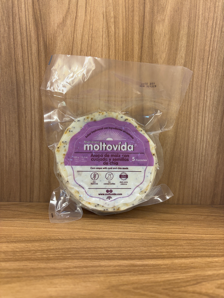 [MOLTOVIDA-1] Arepa Maíz con Cuajada y Chia x 5 Unid