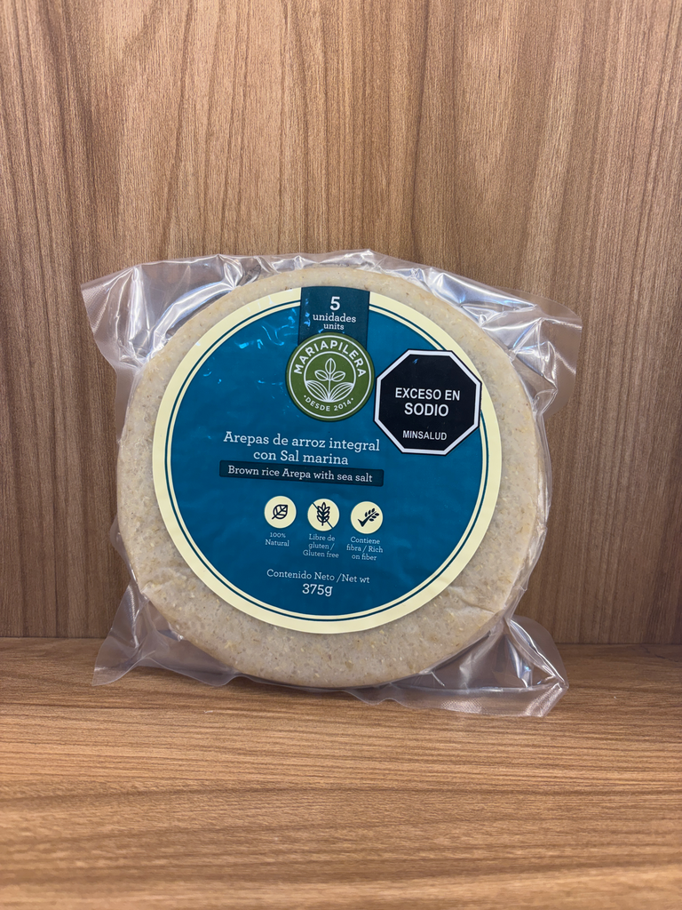 [MARIAPILERA-8] Arepa de Arroz Integral Sal Marina x 5 Unid