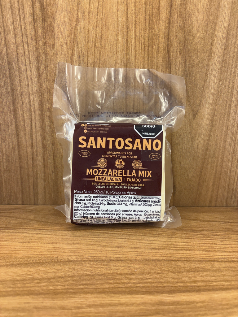 [SANTOSANO-5] Queso Mozarrella Mix Bufala Tajado x 250 Gr