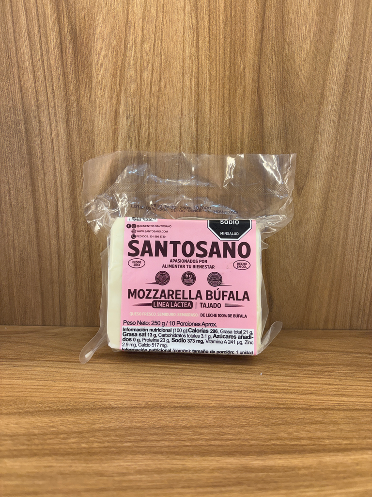 [SANTOSANO-7] Queso Mozzarella Búfala Tajado SantoSano x 250 Gr