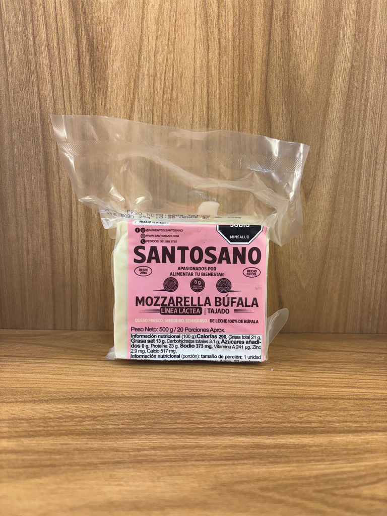 [SANTOSANO-8] Queso Mozzarella Búfala Tajado SantoSano x 500 Gr