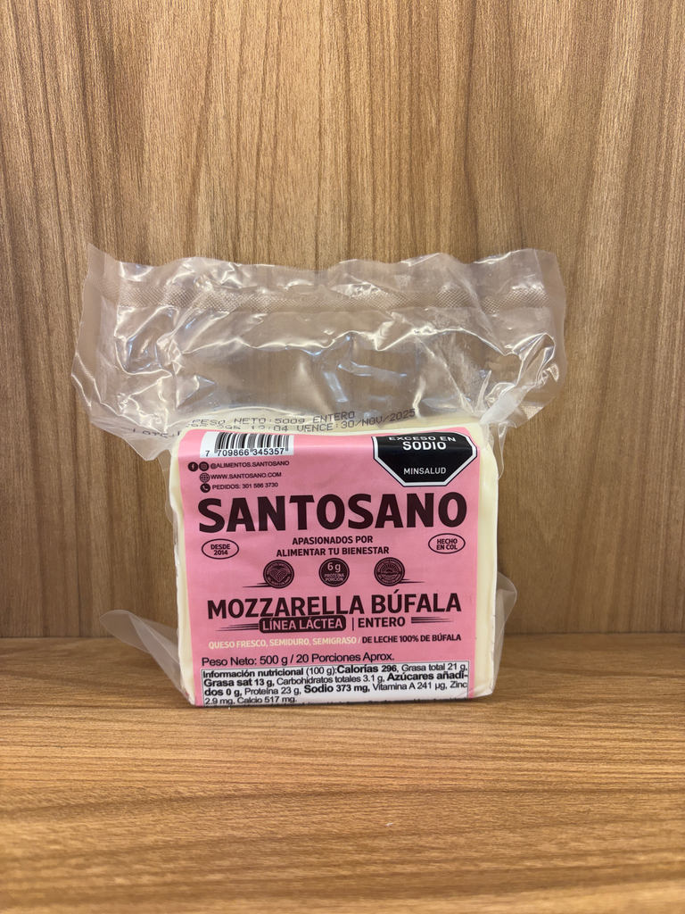 [SANTOSANO-6] Queso Mozzarella Búfala Entero SantoSano x 500 Gr